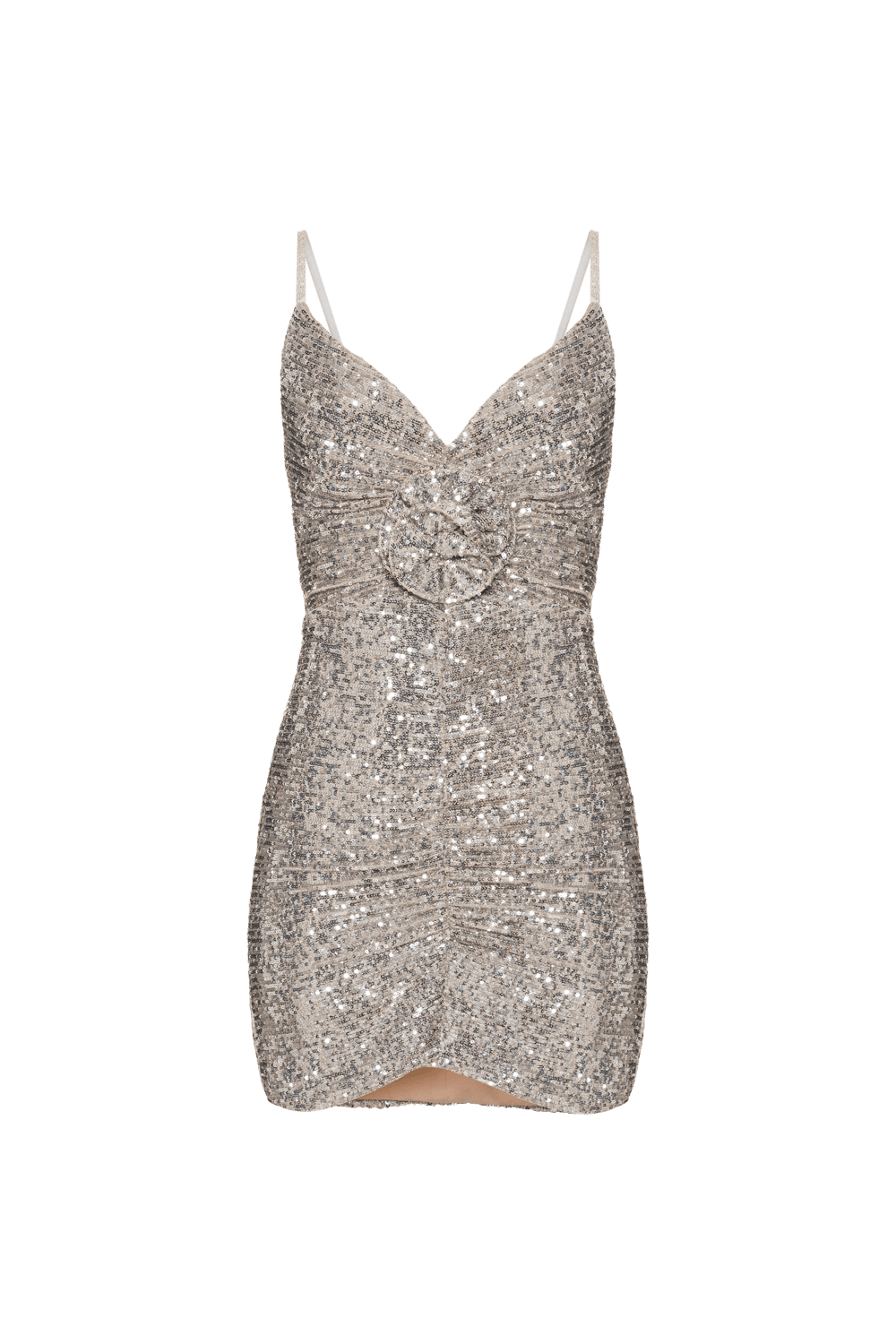 VESTIDO CURTO FRANZIDOS PAETÊ GOLDEN STAR PRATA