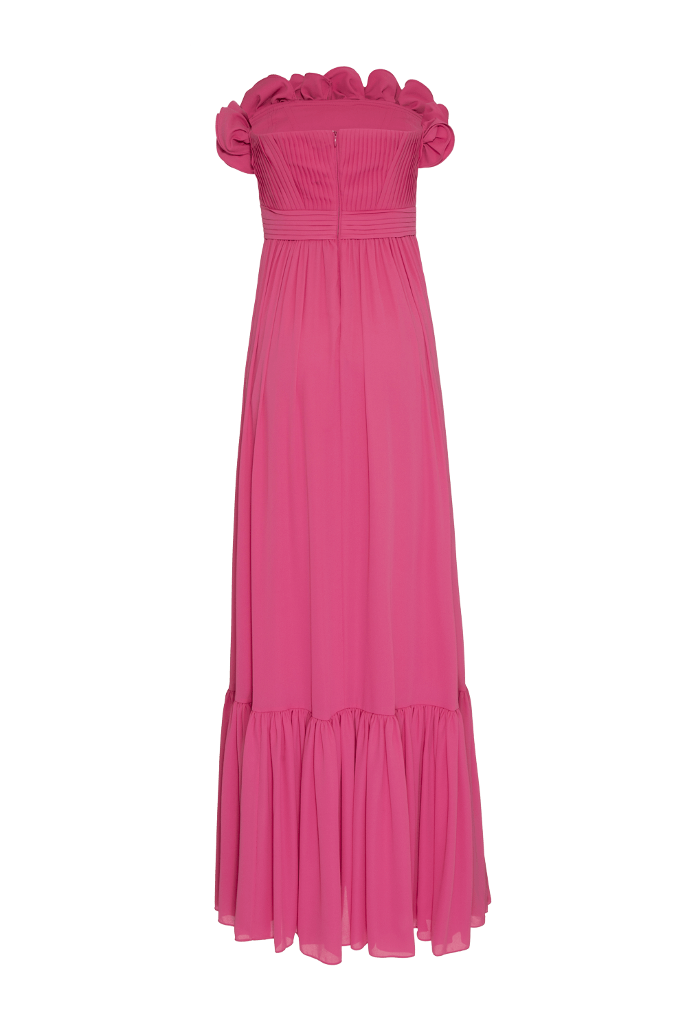 VESTIDO LONGO BABADOS CREPE GRACE ROSA