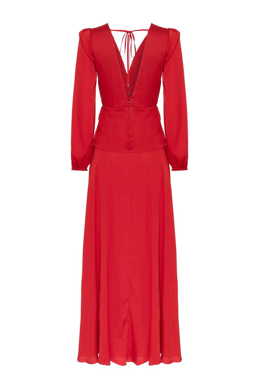 VESTIDO LONGO DRAPEADO CETIM OLD GLAM VERMELHO