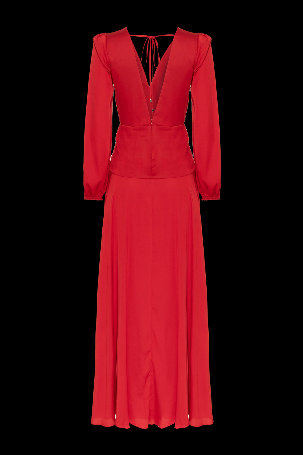 VESTIDO LONGO DRAPEADO CETIM OLD GLAM VERMELHO