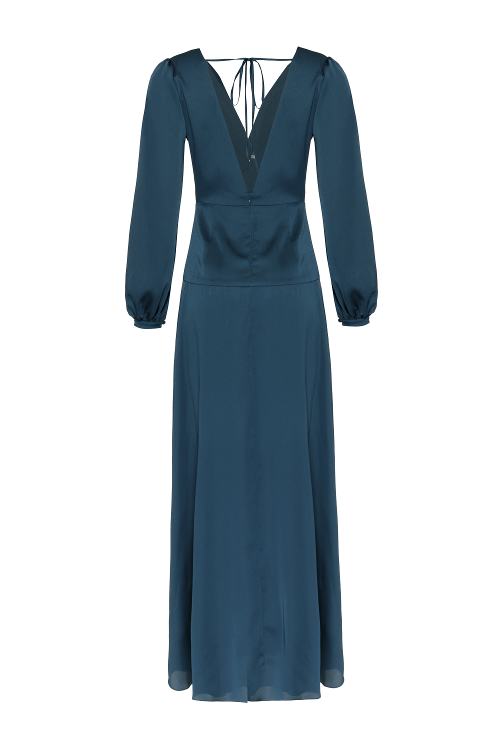 VESTIDO LONGO DRAPEADO CETIM OLD GLAM VERDE