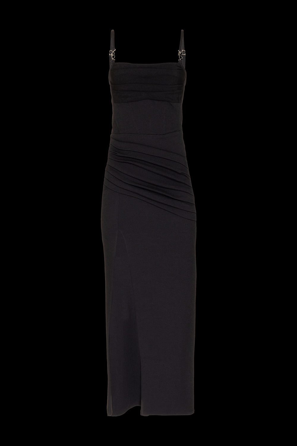 VESTIDO LONGO PREGAS MALHA STARRY PRETO