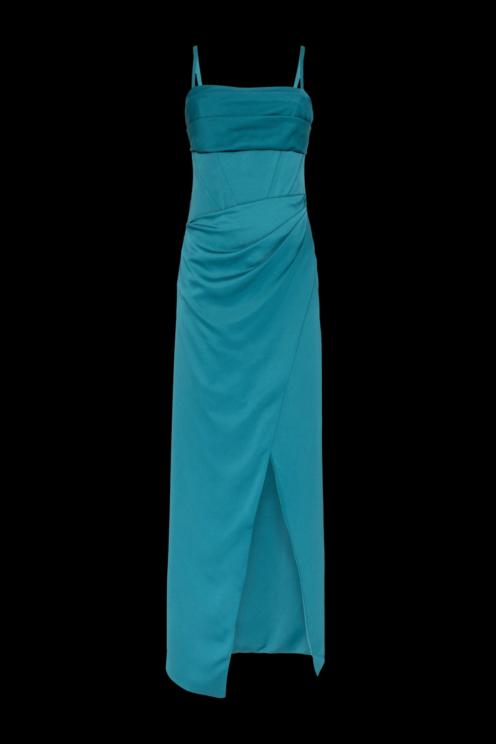 VESTIDO LONGO FENDA CREPE DESIRE VERDE
