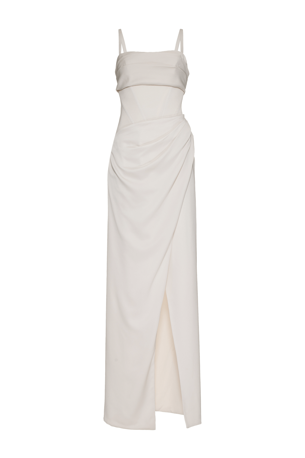 VESTIDO LONGO FENDA CREPE DESIRE OFF WHITE