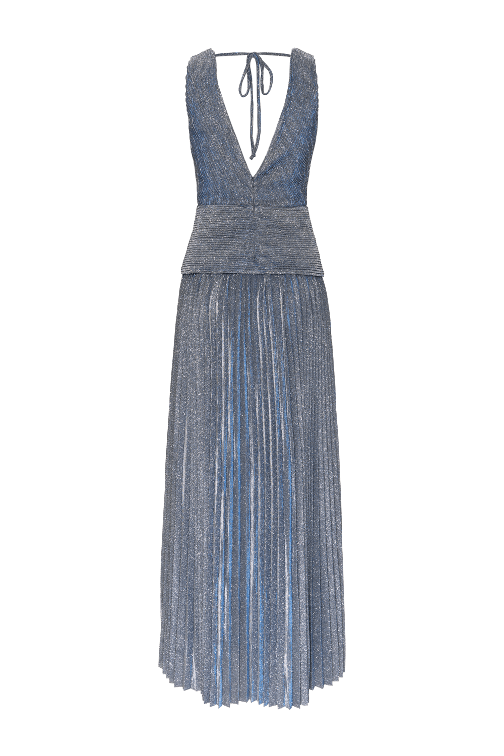 VESTIDO LONGO DRAPEADO MALHA PRETTY SHINE PRATA