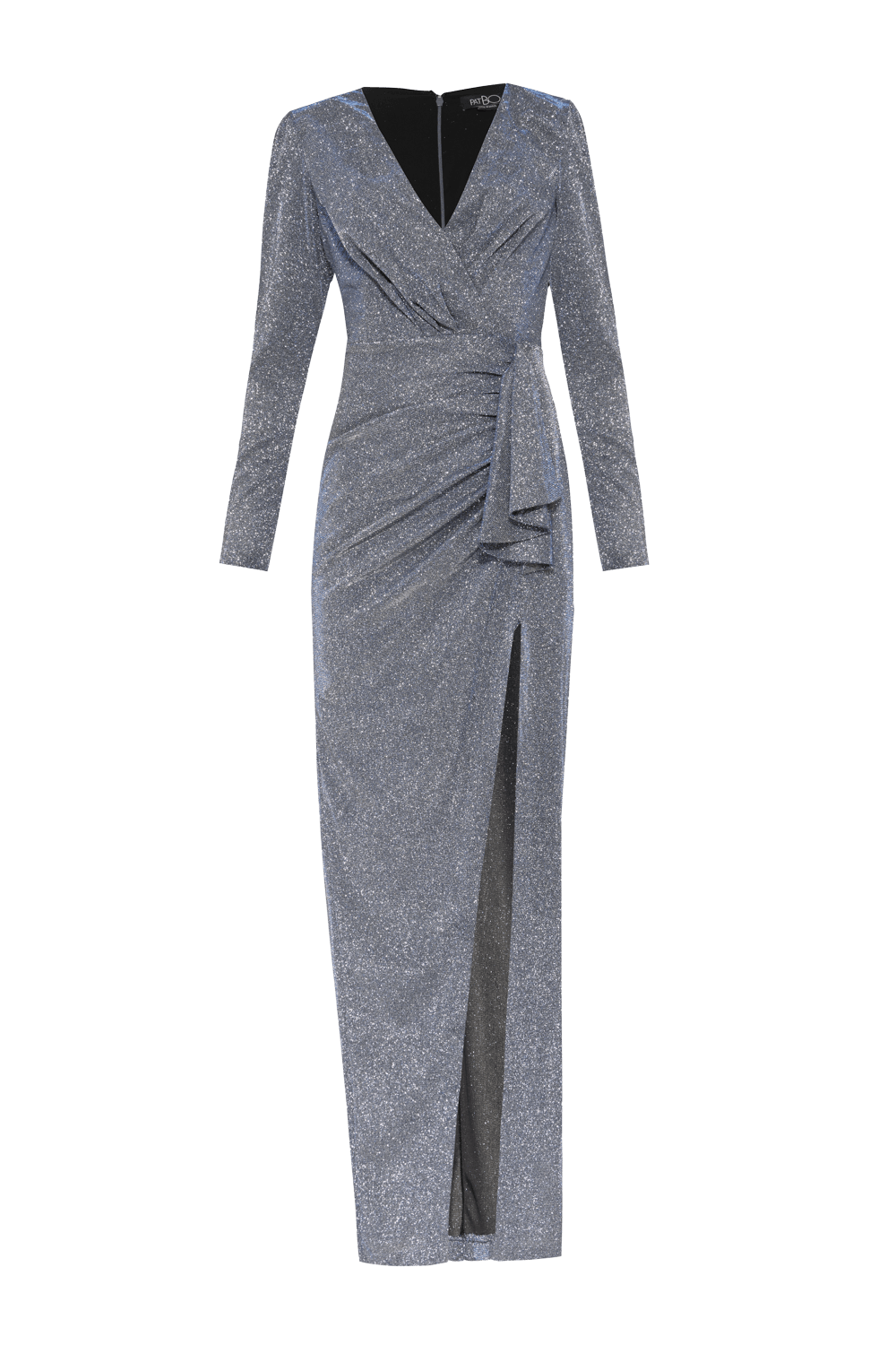 VESTIDO LONGO MANGAS MALHA PRETTY SHINE PRATA