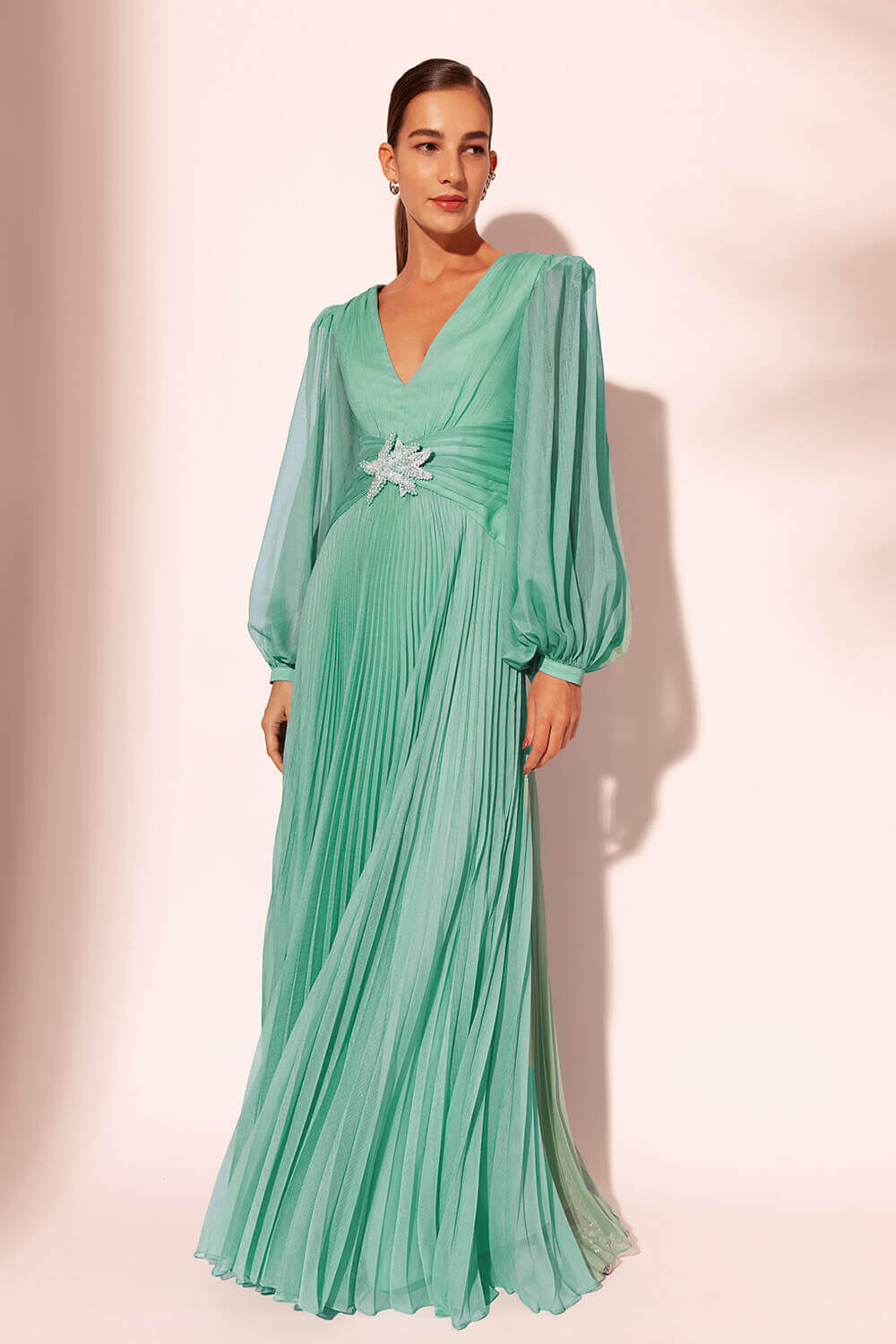 VESTIDO LONGO FIVELA SILKY RESORT VERDE MENTA