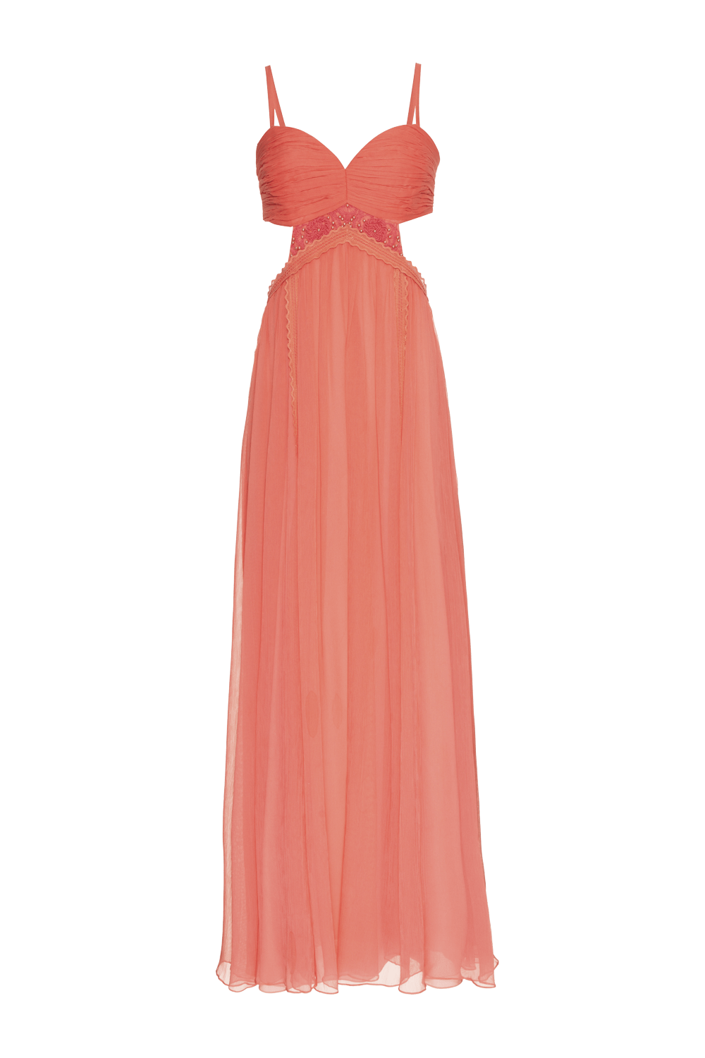 VESTIDO LONGO ENTREMEIOS SILKY RESORT PESSEGO