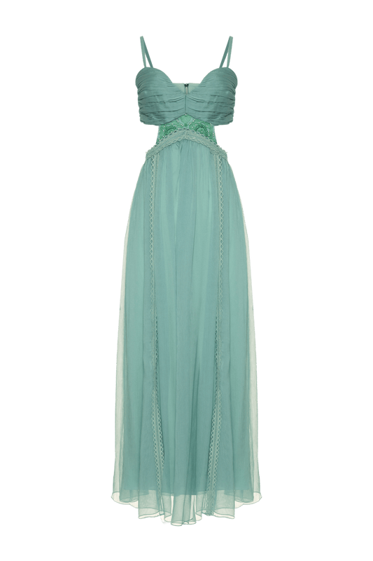 VESTIDO LONGO ENTREMEIOS SILKY RESORT VERDE