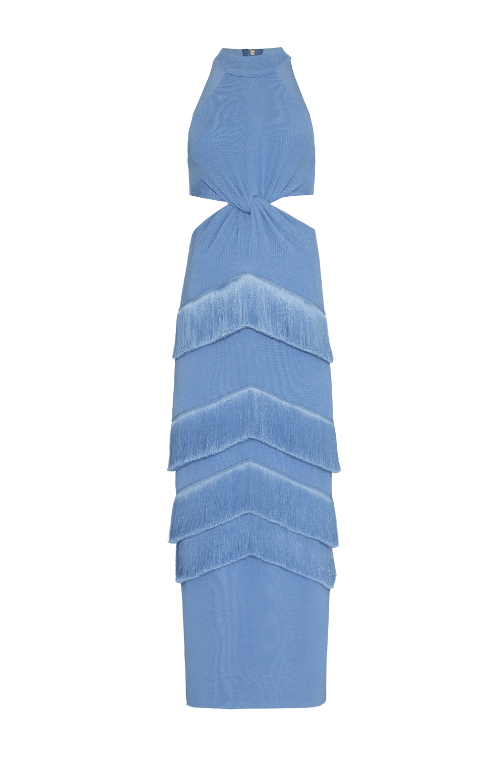 VESTIDO LONGO FENTE ÚNICA GEMINI ACQUA AZUL