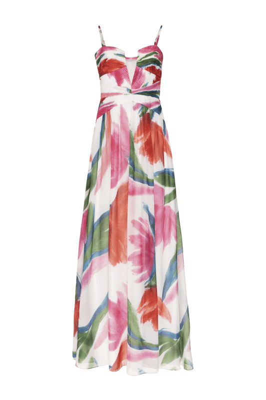 VESTIDO LONGO CHIFFON ALEGRETTO OFF WHITE
