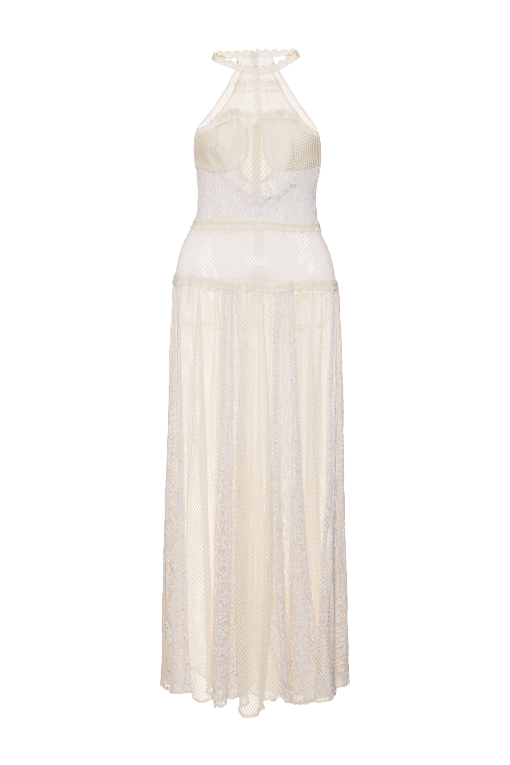 VESTIDO LONGO FRENTE ÚNICA TELA LUREX FLASH OFF WHITE