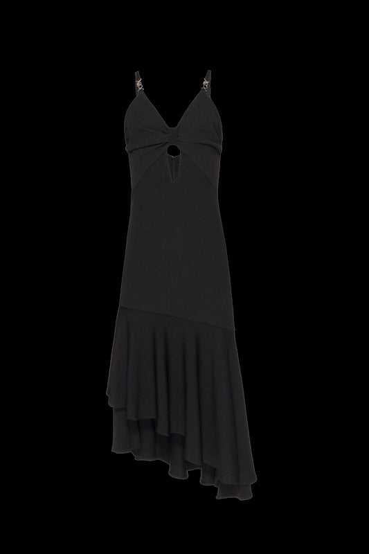 VESTIDO MÍDI PREGAS MALHA STARRY PRETO