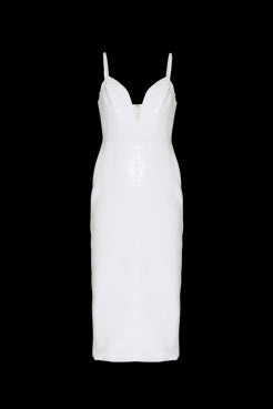 VESTIDO MÍDI PAETÊ VIBRANT OFF WHITE