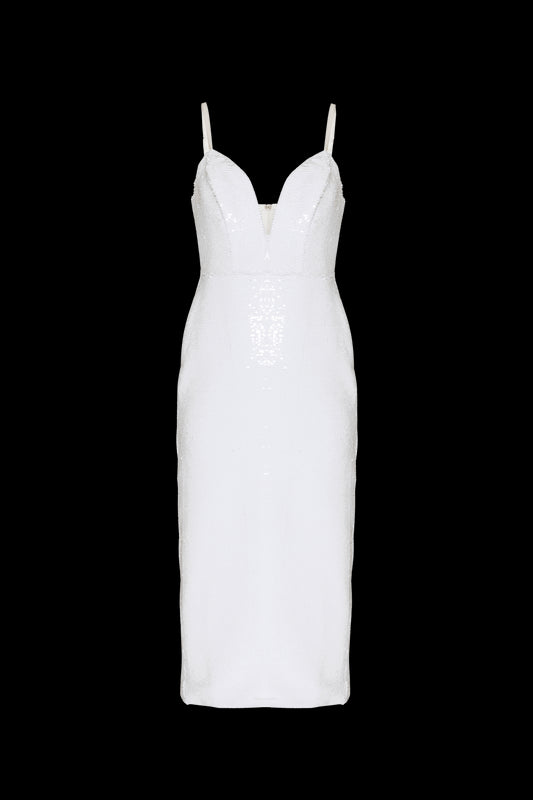 VESTIDO MÍDI PAETÊ VIBRANT OFF WHITE