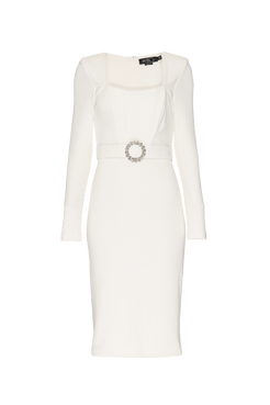 VESTIDO MÍDI CORSET MALHA STARRY OFF WHITE