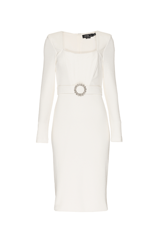 VESTIDO MÍDI CORSET MALHA STARRY OFF WHITE