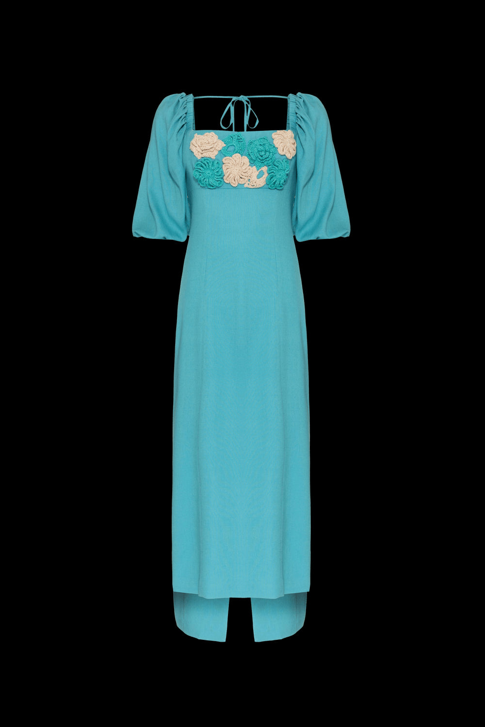 VESTIDO MÍDI MANGAS BUFANTES LINHO JOY VERDE