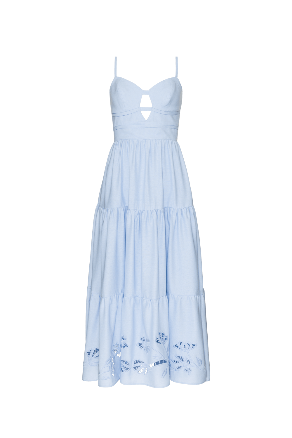 VESTIDO MÍDI RECORTES LINHO RICHELIEU URBAN AZUL