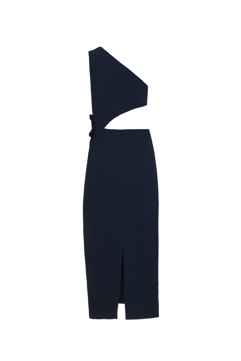 VESTIDO MÍDI OMBRO ÚNICO GEMINI ACQUA AZUL ESCURO
