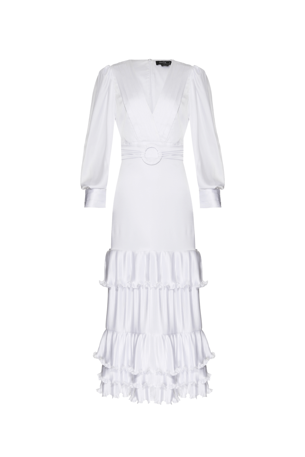 VESTIDO MÍDI BABADOS CETIM SERENITY OFF WHITE