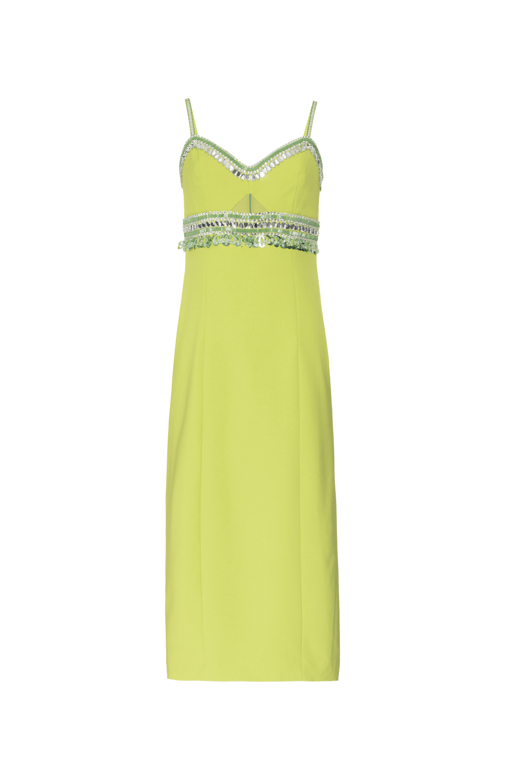 VESTIDO MÍDI BORDADO CREPE JOYFUL VERDE