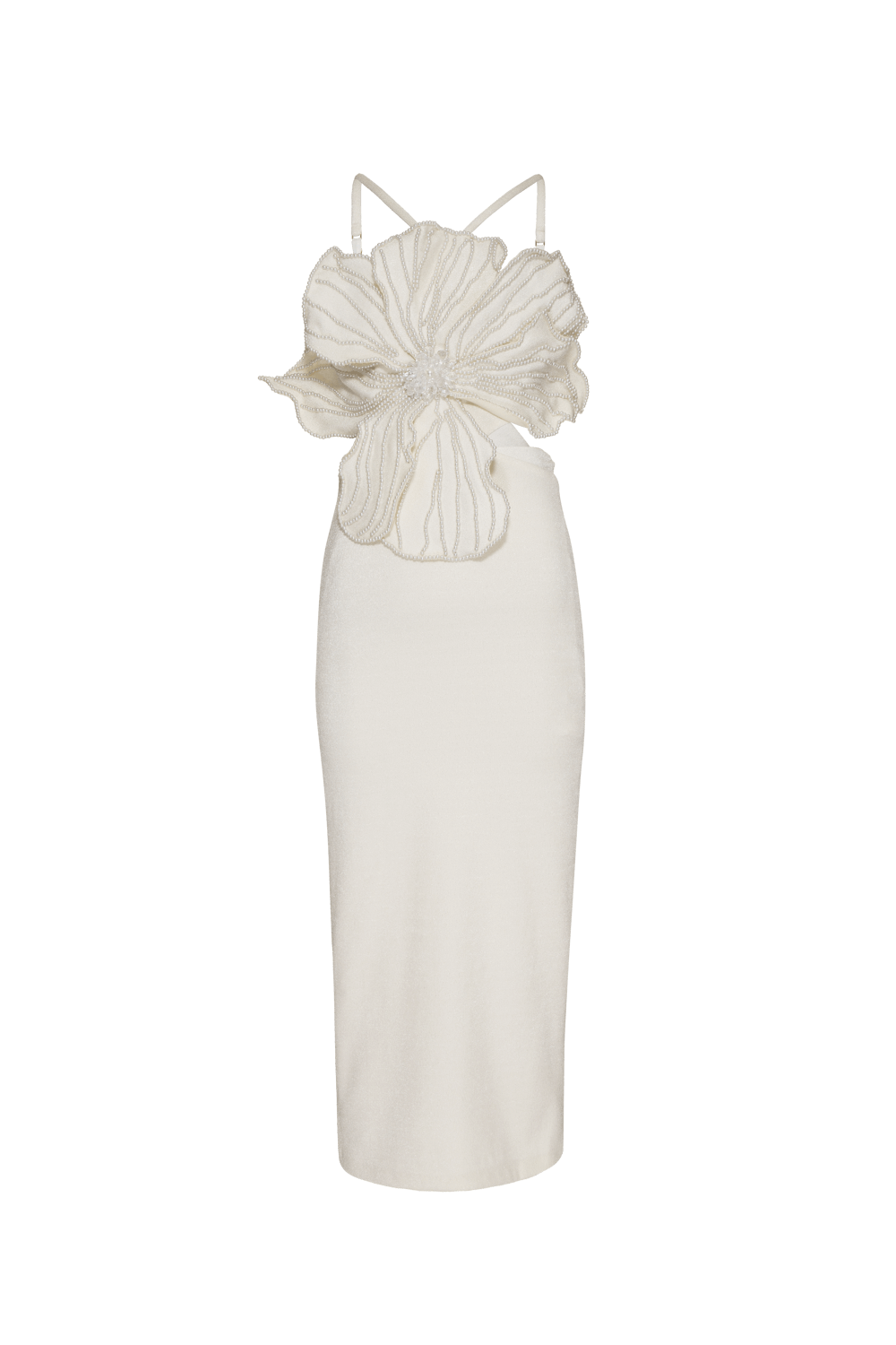 VESTIDO MÍDI RECORTES FLOWER SENSES OFF WHITE