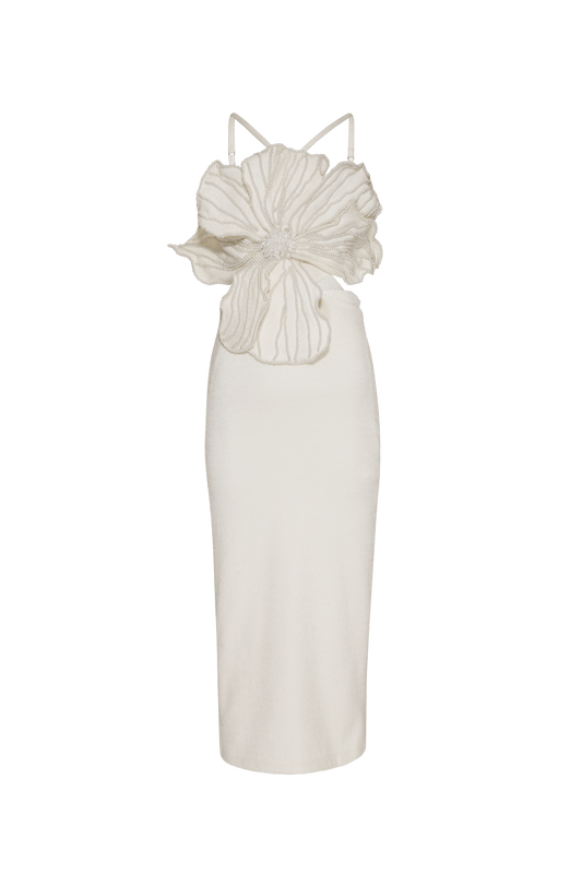VESTIDO MÍDI RECORTES FLOWER SENSES OFF WHITE