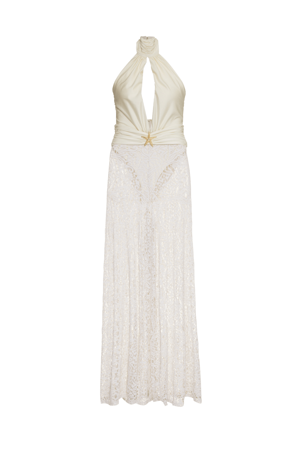 MACACÃO FRENTE ÚNICA TELA  LUREX FLASH OFF WHITE