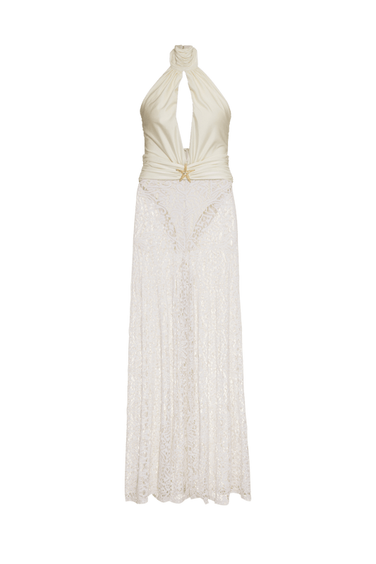 MACACÃO FRENTE ÚNICA TELA  LUREX FLASH OFF WHITE