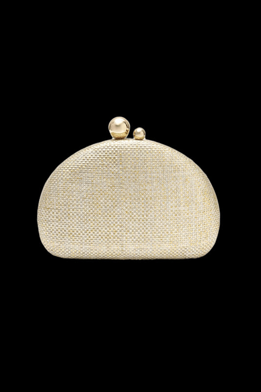 Bolsa clutch abaulada correntes ouro