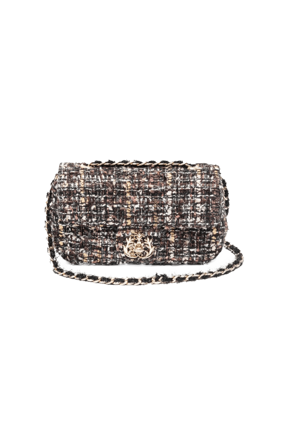 Mini bolsa correntes tweed dark