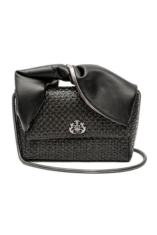 BOLSA MAYA PALHA E COURO PRETO
