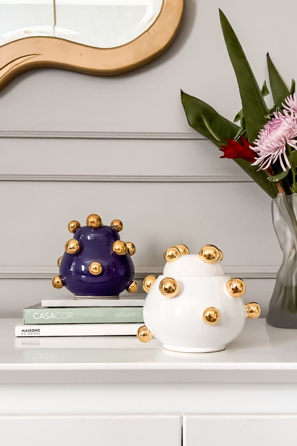 POTE BOLINHAS HANA BRANCO COM DOURADO