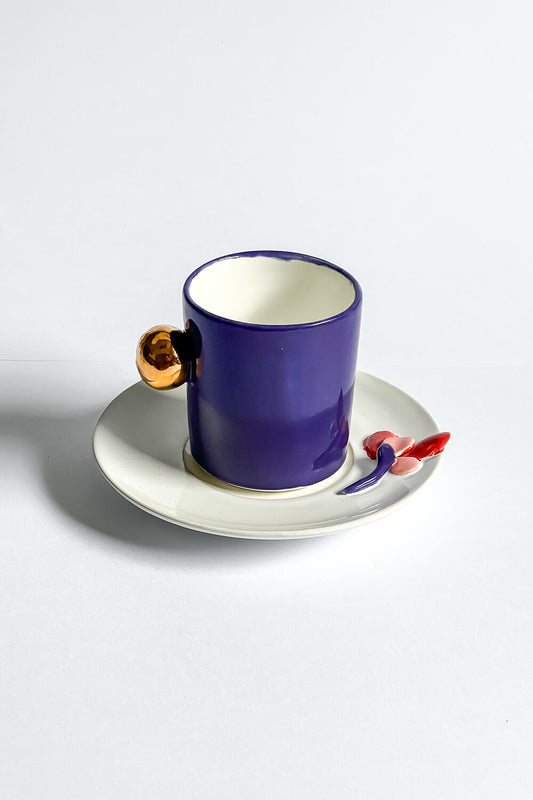 Xícara hana roxo/branco