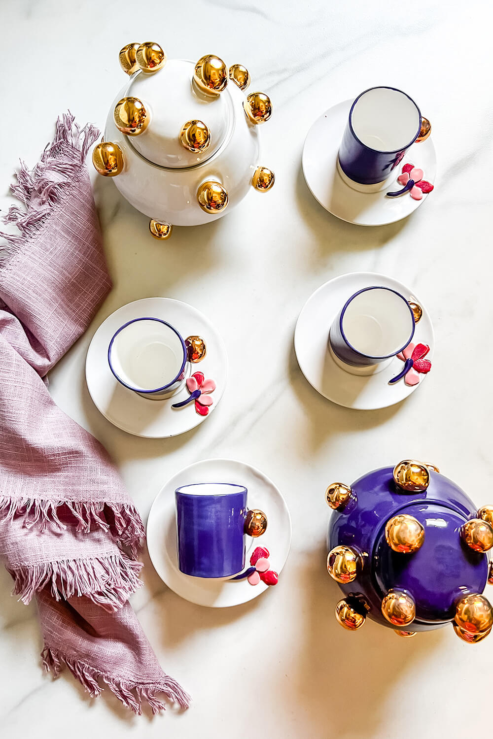 Xícara hana roxo/branco