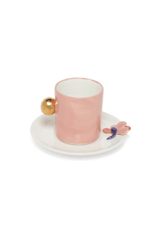 Xícara hana branco e rosa