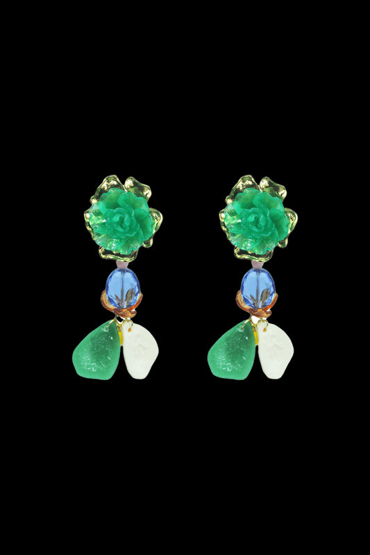 BRINCO FLORES E PÉTALAS VERDE