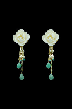 BRINCO FLOR AMAZONITA DOURADO