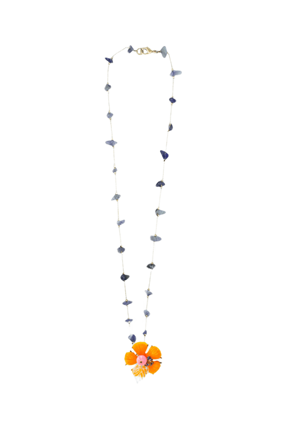 COLAR HIBISCO AMETISTA LARANJA
