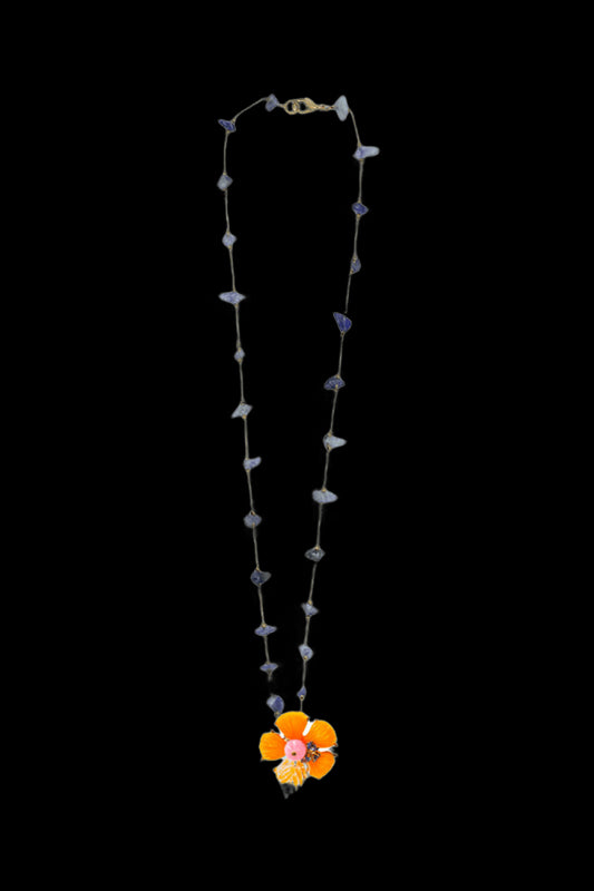 COLAR HIBISCO AMETISTA LARANJA
