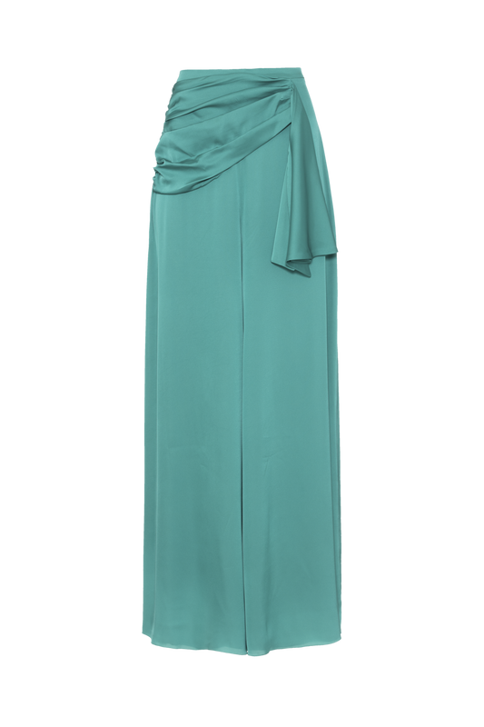 Calça ampla cetim sunset verde