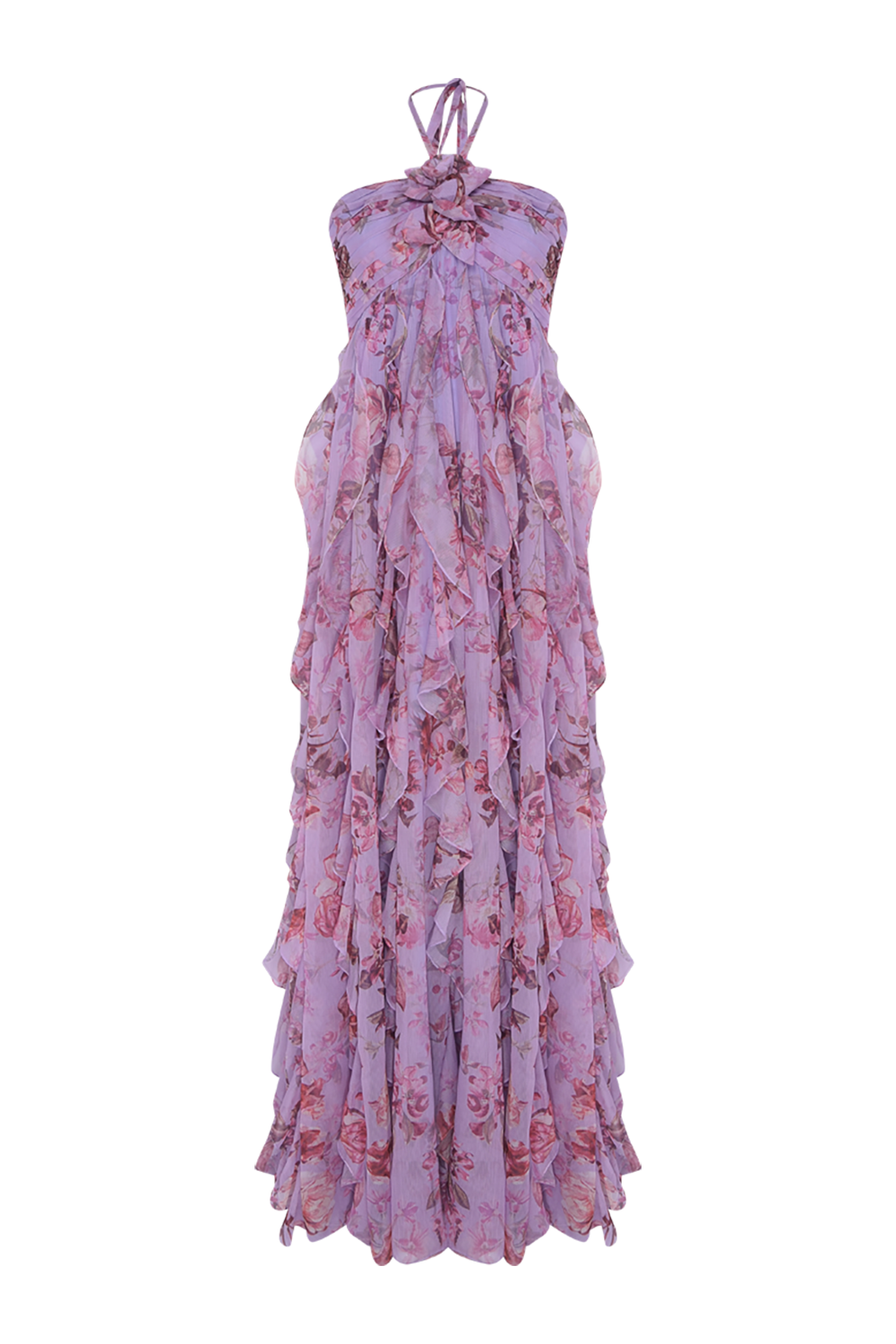 VESTIDO LONGO FLORAL PRIMROSE LILAS