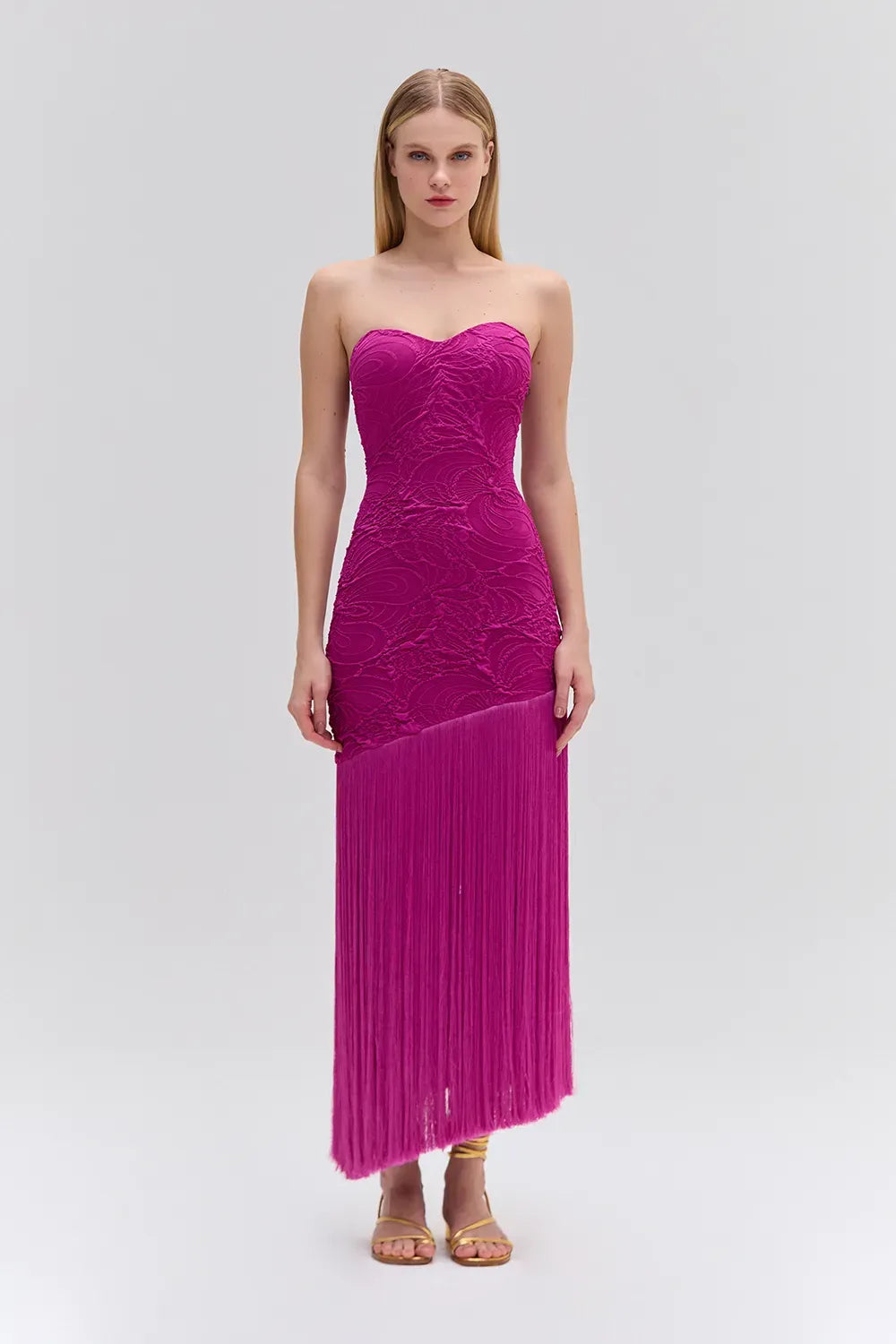 VESTIDO LONGO MALHA JACQUARD PINK