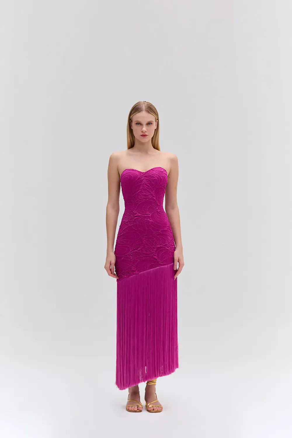 VESTIDO LONGO MALHA JACQUARD PINK
