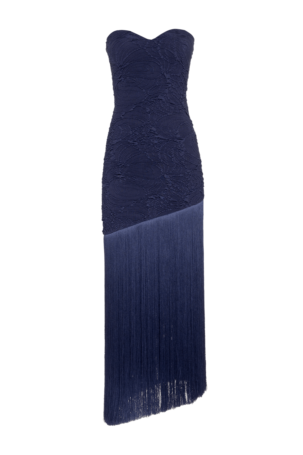 VESTIDO LONGO MALHA JACQUARD AZUL ESCURO
