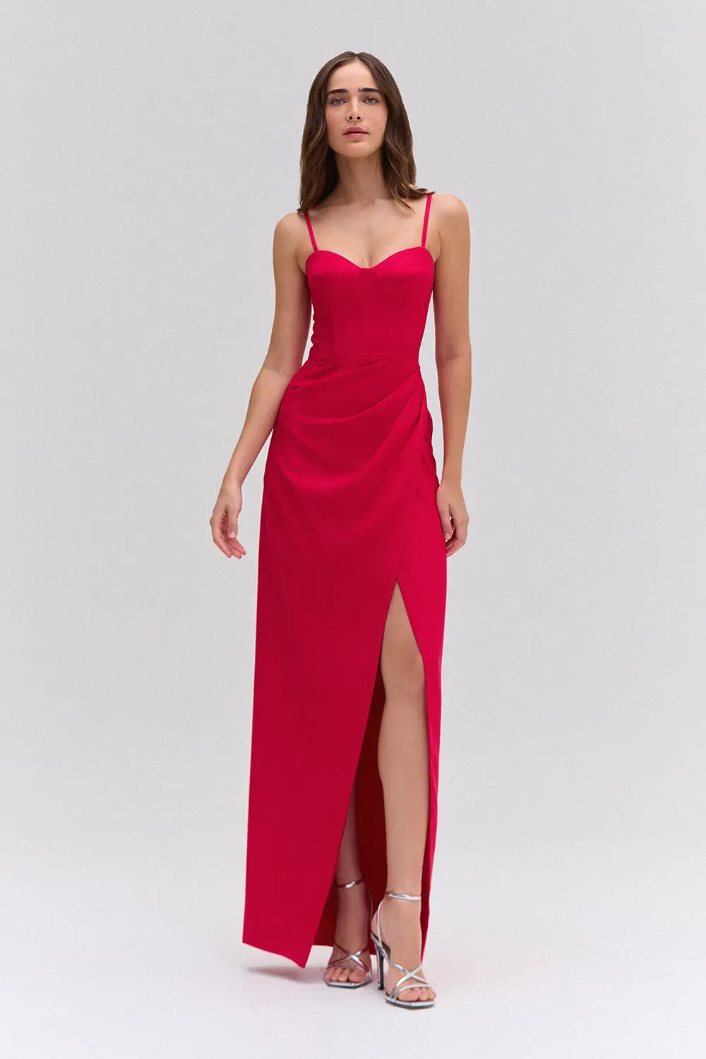 VESTIDO LONGO CREPE FRAMES VERMELHO