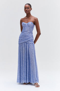 VESTIDO LONGO PAETÊ ESCAPE LILÁS