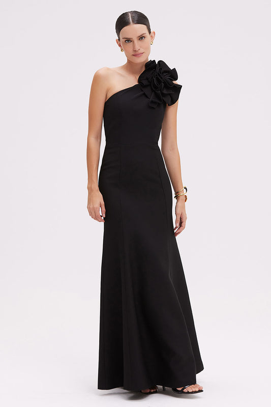 Vestido longo crepe frames preto