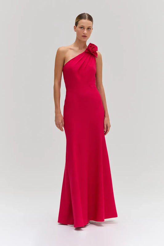 VESTIDO LONGO CREPE FRAMES VERMELHO